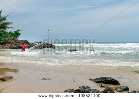 Fisherman In Nature At The Itacarezinho Beach