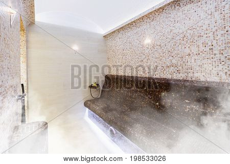 Interior of Turkish sauna, classic Turkish hammam, Turkish bathroom