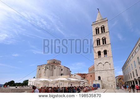 St. Donatus church and bell tower of St. Anastacia in Zadar, Croatia