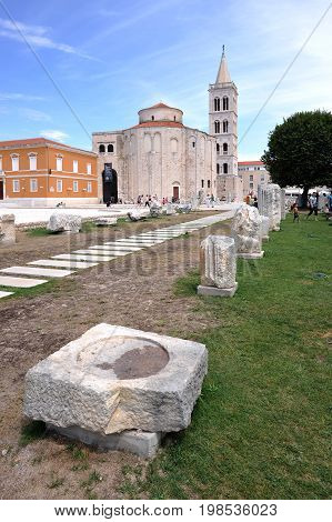 St. Donatus church and bell tower of St. Anastacia in Zadar, Croatia