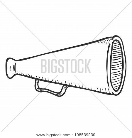 Vector Single Sketch Illustration - Loudspeaker On Isolated White Background