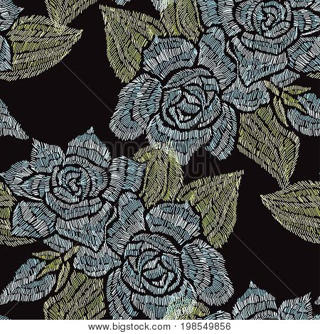 Elegant seamless pattern with hand drawn decorative gardenia flowers design elements. Floral pattern for invitations cards wallpapers print gift wrap manufacturing fabrics. Embroidery style