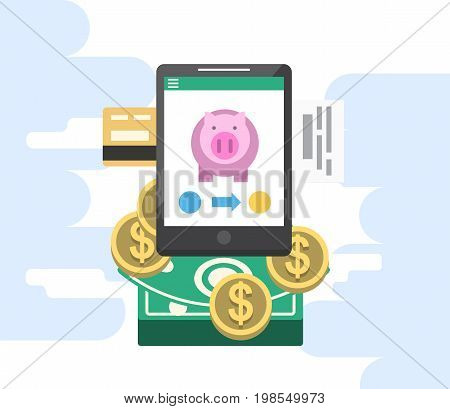 Mobile payments and near field communication. Transaction and paypass and NFC holding phone. Vector illustration