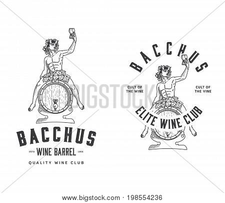 Bacchus sitting on a wood wine barrel
