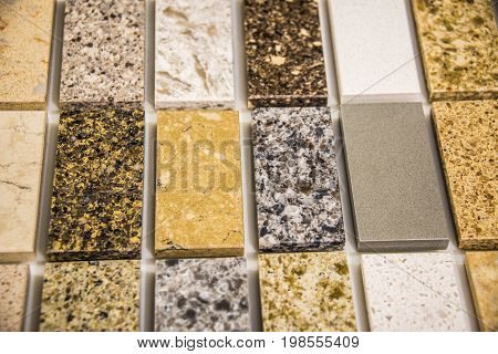 Worktops, Granite worktops, Marble worktops, Quartz worktops, rectangular color samples of marble and granite kitchen worktops