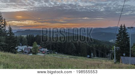 Sunset in summer evening near Kasarna village in west Slovakia