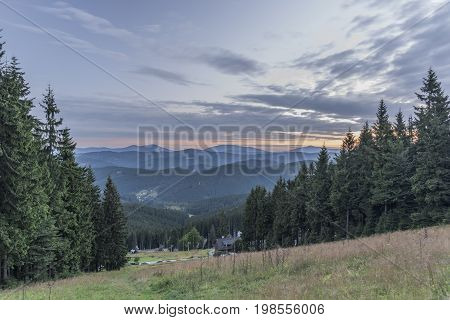 Before sunrise in summer morning near Kasarna village in west Slovakia
