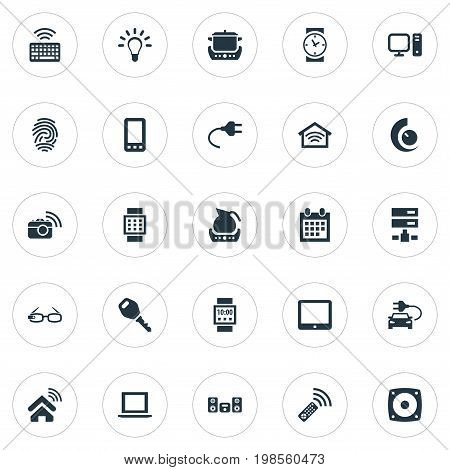 Elements Keypad, Photography, Clock And Other Synonyms Photo, Connection And Electrical.  Vector Illustration Set Of Simple Internet Icons.