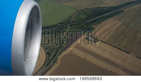 jet engine and earth fields, russian territory