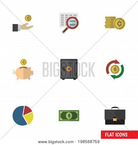 Flat Icon Incoming Set Of Cash, Money Box, Greenback And Other Vector Objects