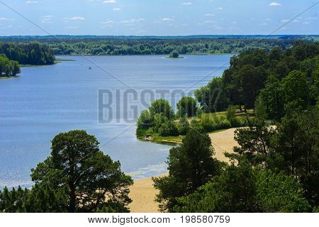View of the Teterev River from a height in the city park. May 28 2017.