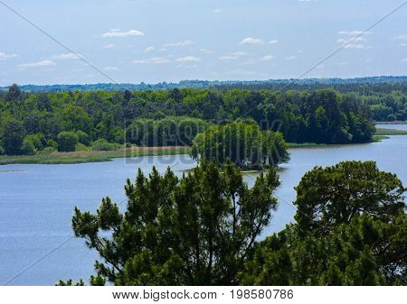 View of the Teterev River from a height in the city park. May 28 2017.