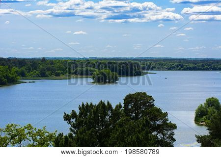 View of the Teterev River from a height in the city park. May 28 2017.