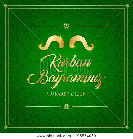kurban bayrami, islamic festival of sacrifice, eid-al-adha mubarak greeting card vector illustration