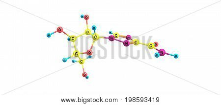 Ribavirin Molecular Structure Isolated On White