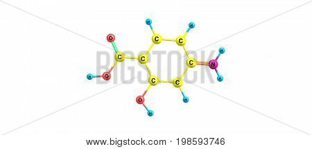 4-aminosalicylic Acid Molecular Structure Isolated On White