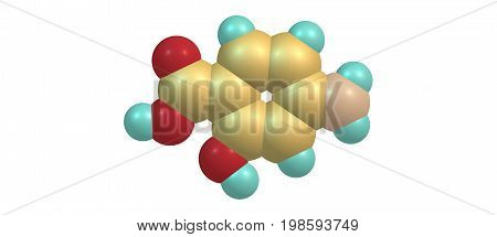 4-Aminosalicylic acid or para-aminosalicylic acid is an antibiotic primarily used to treat tuberculosis. 3d illustration