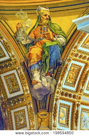 ROME, ITALY - JANUARY 18, 2017 Catholic Saint Incense Saint Peter's Basilica Vatican Rome Italy. Incesnse is used in a holy ritual of cleansing and purification