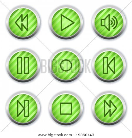 Walkman web icone, verde lucido circle buttons
