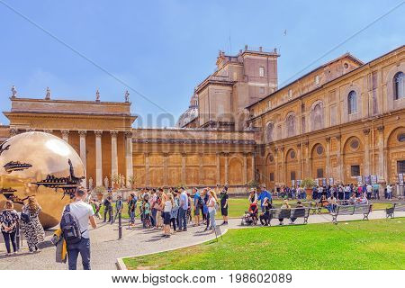 Vatican, Vatican- May 09, 2017 : Enclosed Court Of The Vatican, Sphere Within Sphere (sfera Con Sfer