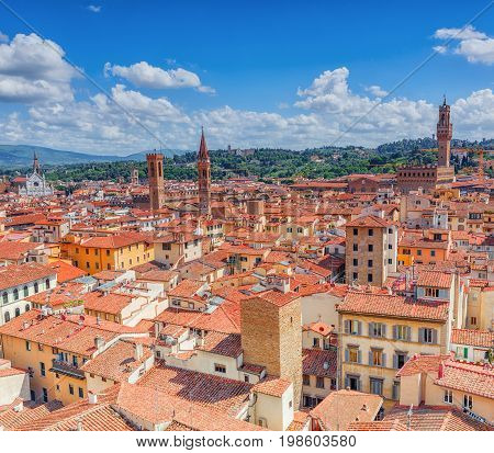 Beautiful Landscape Above Urban And Historical View Of The Florence From Giotto's Belltower (campani