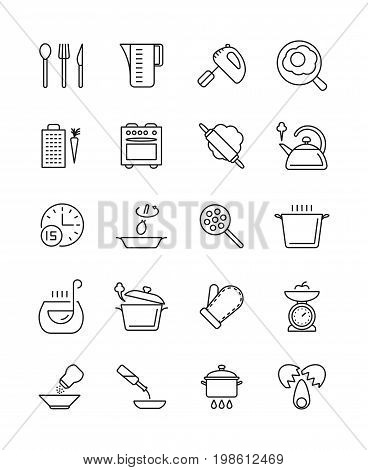 Cooking, food preparation and kitchen tools vector icons. Kitchen utensil and cooking tool spoon and fork illustration