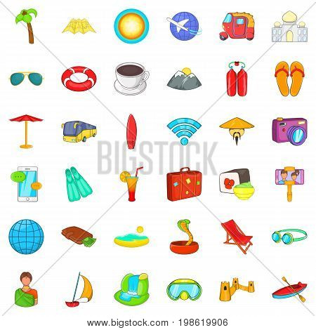 Holiday icons set. Cartoon style of 36 holiday vector icons for web isolated on white background