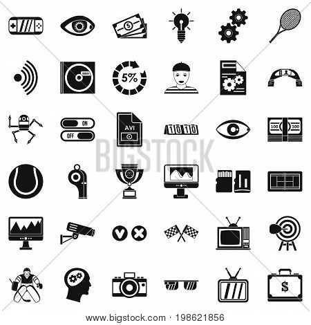 Video film icons set. Simple style of 36 video film vector icons for web isolated on white background