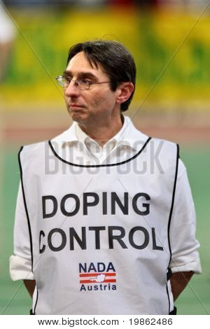 Wien, Österrike - 21 februari: Inomhus friidrott championship: nationella anti doping agency på w