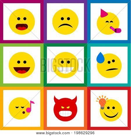 Flat Icon Gesture Set Of Pouting, Have An Good Opinion, Descant And Other Vector Objects