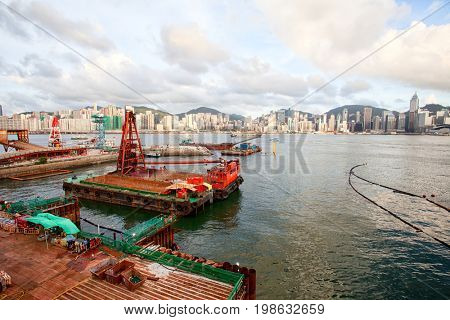 HONG KONG â JULY 17, 2017: Victoria harbour and city in background