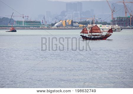 HONG KONG â JULY 17, 2017: Victoria harbour and city in background