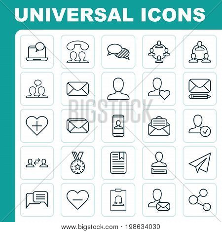 Communication Icons Set. Collection Of Note Page, Call, Teamwork And Other Elements