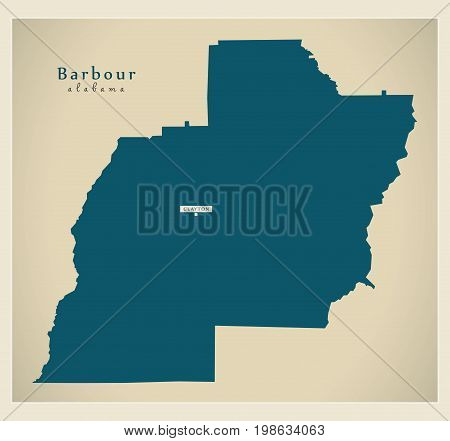 Modern Map - Barbour Alabama County Usa Illustration
