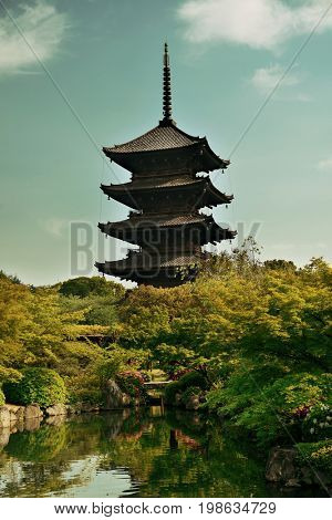 Toji Temple with historical building and garden in Kyoto, Japan.