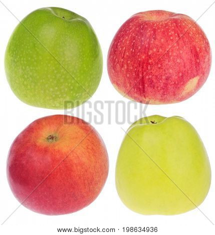Fuji, Golden, Granny Smith and Idared apples isolated on white background