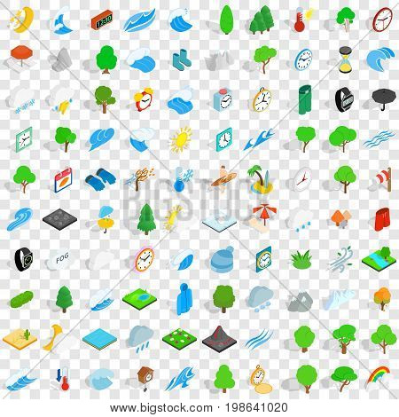 100 weather icons set in isometric 3d style for any design vector illustration