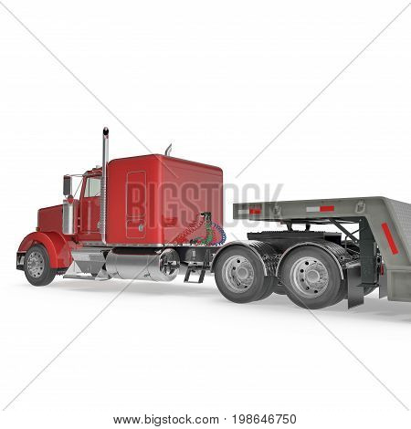 Truck with Double Drop Trailer on white background. 3D illustration, clipping path