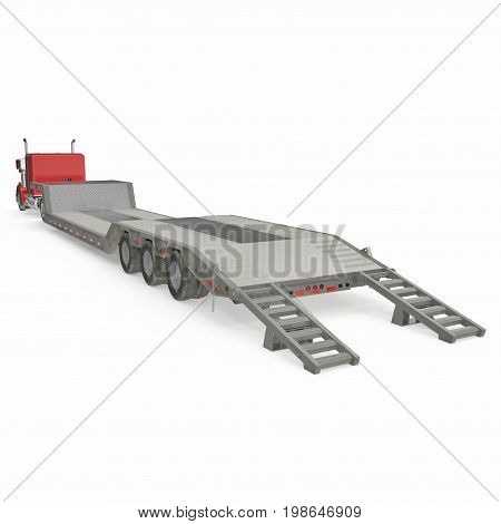 Truck with Double Drop Trailer on white background. 3D illustration, clipping path