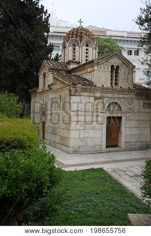 Church in Athens, Greece. Old Visantia style.