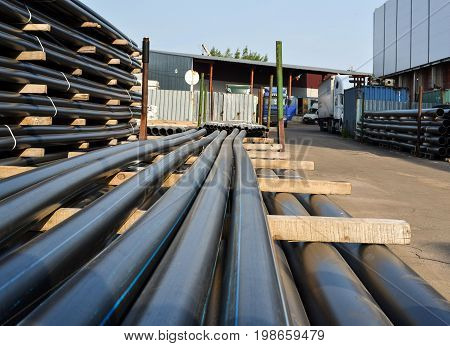 Black plastic pipes. Manufacture of plastic pipes
