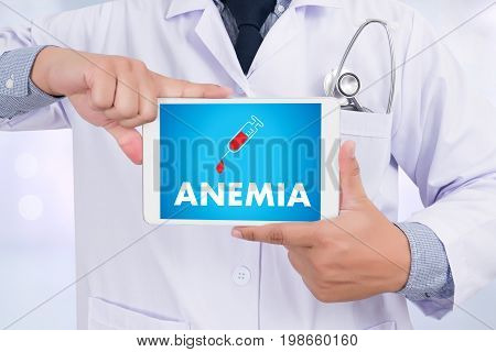 Anemia Blood For Test , Medical Concept , Diagnosis Iron Deficiency Doctor Hand Working Professional