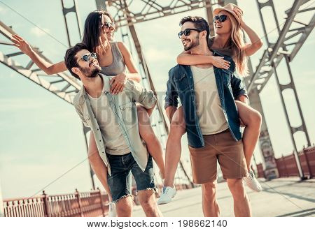 Young People Walking Outdoors