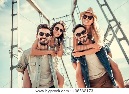 Young People Walking Outdoors