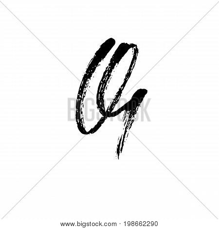 Letter Q. Handwritten by dry brush. Rough strokes font. Vector illustration. Grunge style alphabet.
