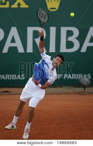 MONTE CARLO MONACO 25 APRIL, Servische Novack Đoković concurreren in de ATP Masters tournament in Mo