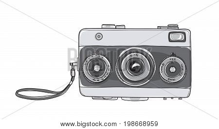 Film Camera vintage 35 mm Rangefinder hand drawn cute vector art illustration