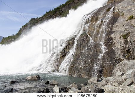 The scenic Nugget Falls in Mendenhall Glacier Park (Juneau Alaska).