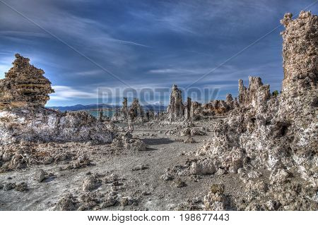 Visitors at the Salton Sea walking along the shoreline.