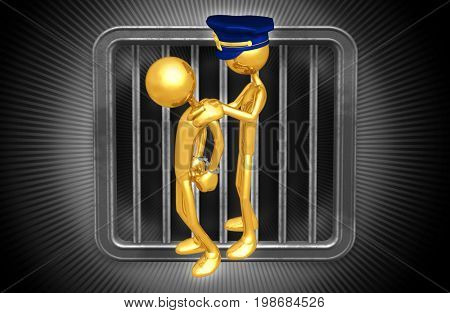 Police Officer Arresting Another In Handcuffs The Original 3D Characters Illustration
